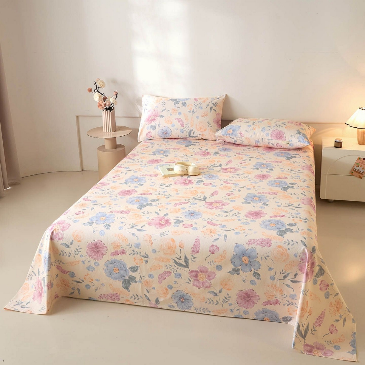 91家纺网 家纺一手货源 找家纺 涵宸家纺 2026新款全棉提花老粗布-单床单 床单-紫晴空