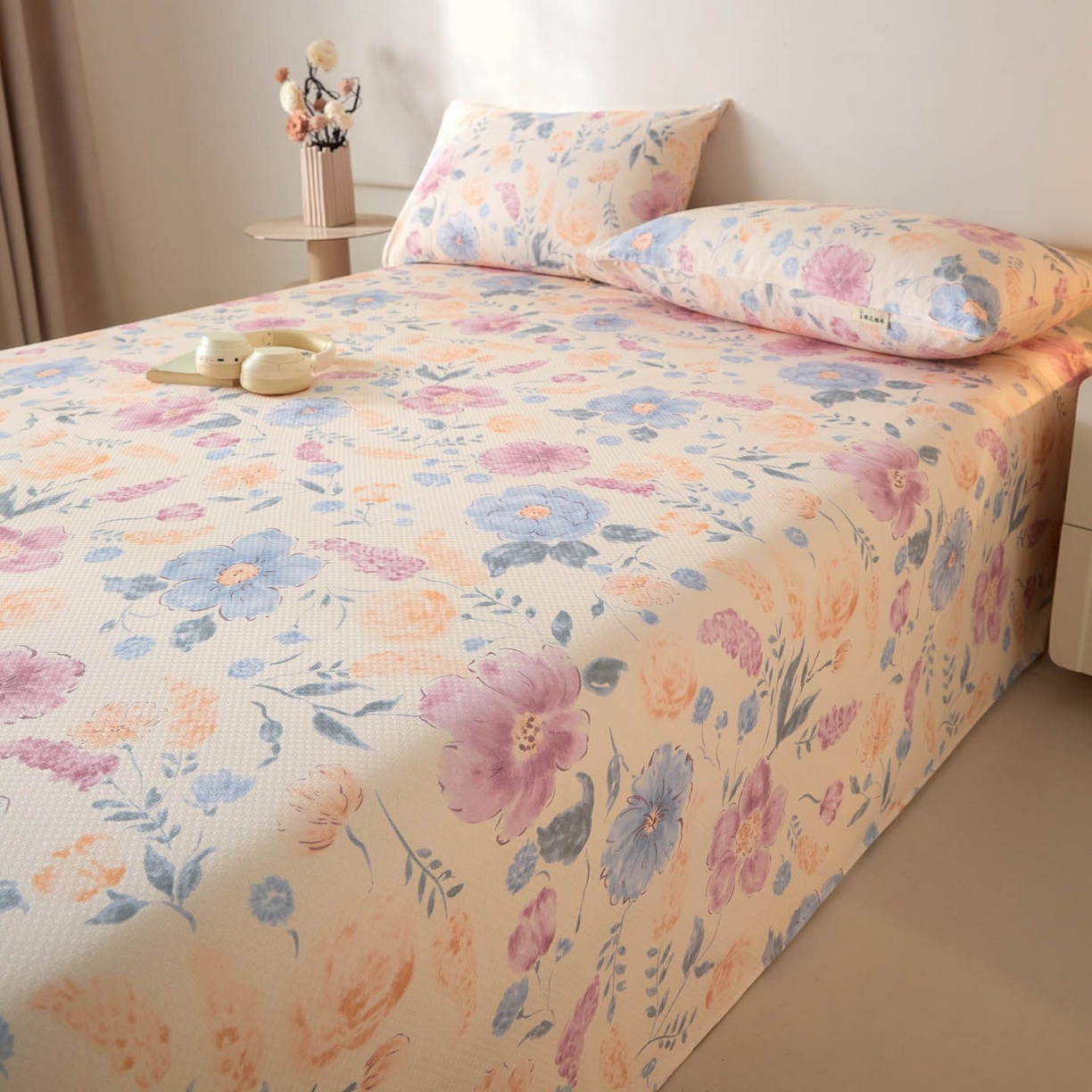 91家纺网 家纺一手货源 找家纺 涵宸家纺 2026新款全棉提花老粗布-单床单 床单-紫晴空