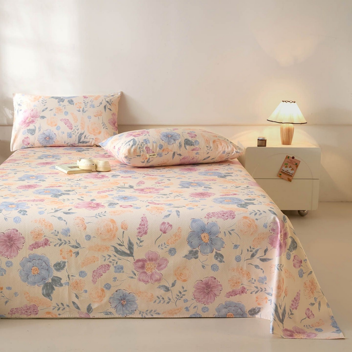 91家纺网 家纺一手货源 找家纺 涵宸家纺 2026新款全棉提花老粗布-单床单 床单-紫晴空