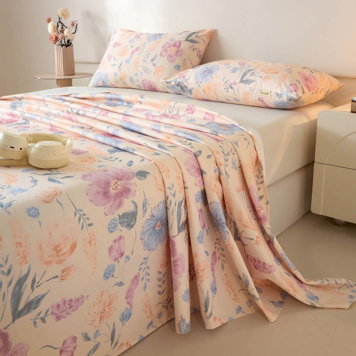 91家纺网 家纺一手货源 找家纺 涵宸家纺 2026新款全棉提花老粗布-单床单 床单-紫晴空