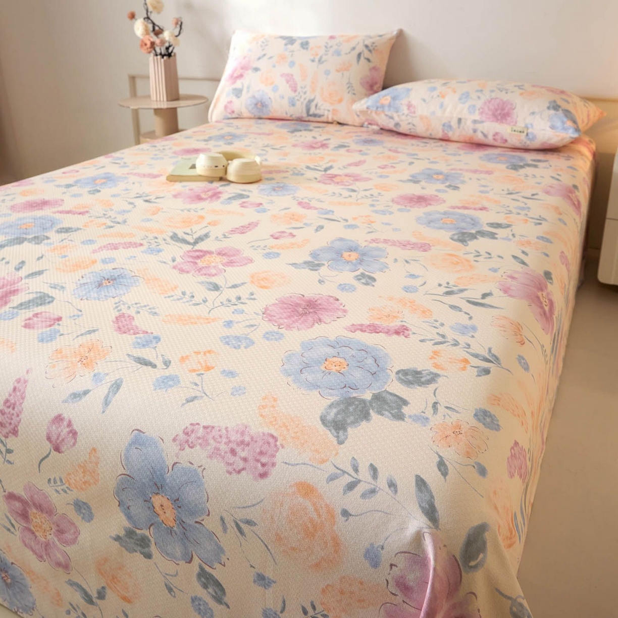 91家纺网 家纺一手货源 找家纺 涵宸家纺 2026新款全棉提花老粗布-单床单 床单-紫晴空