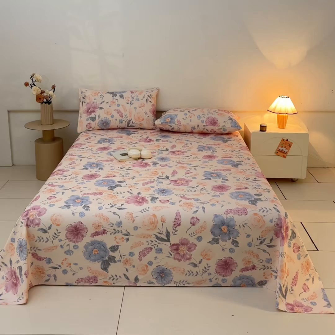 91家纺网 家纺一手货源 找家纺 涵宸家纺 2026新款全棉提花老粗布-单床单 床单-紫晴空