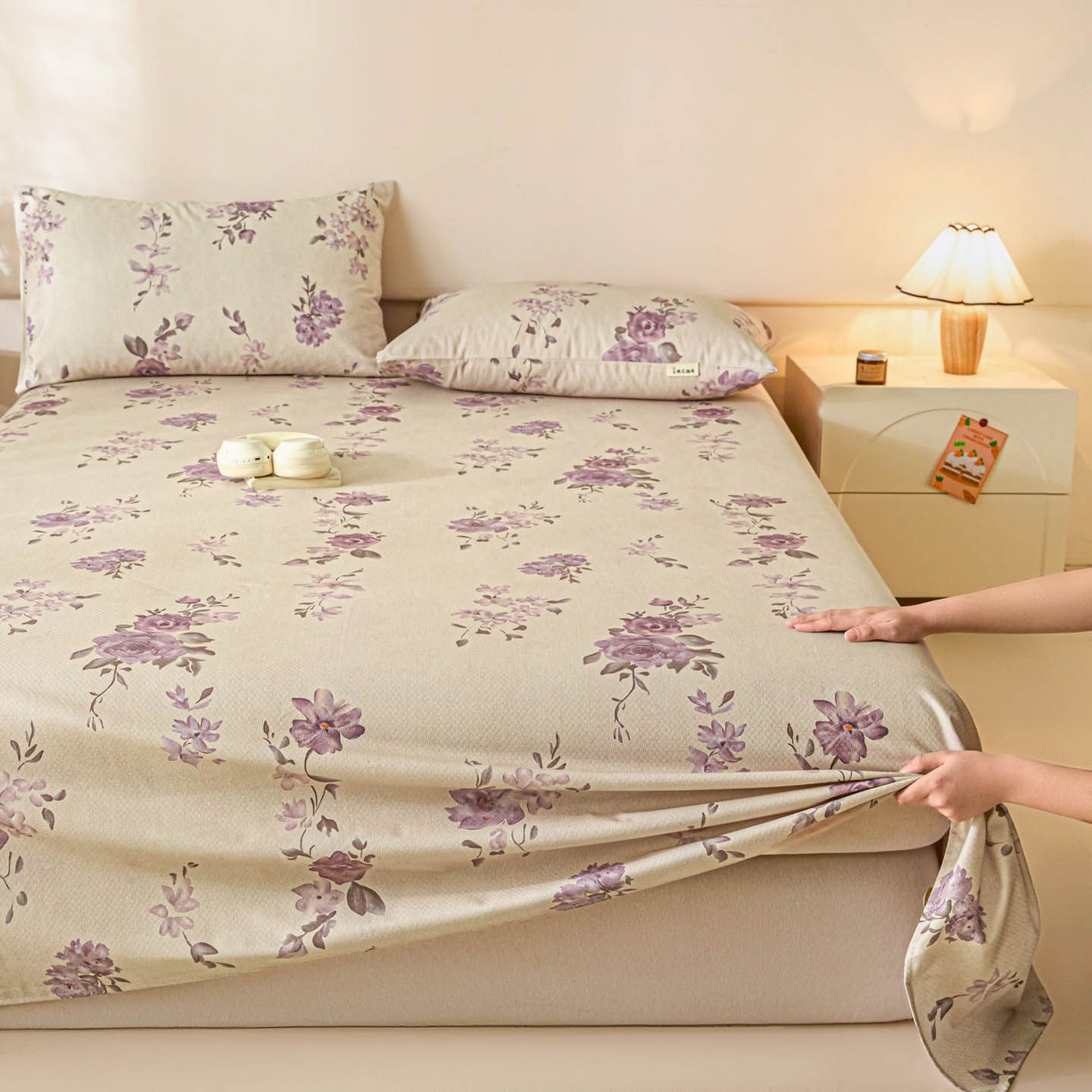 91家纺网 家纺一手货源 找家纺 涵宸家纺 2026新款全棉提花老粗布-单床单 床单-紫色花语