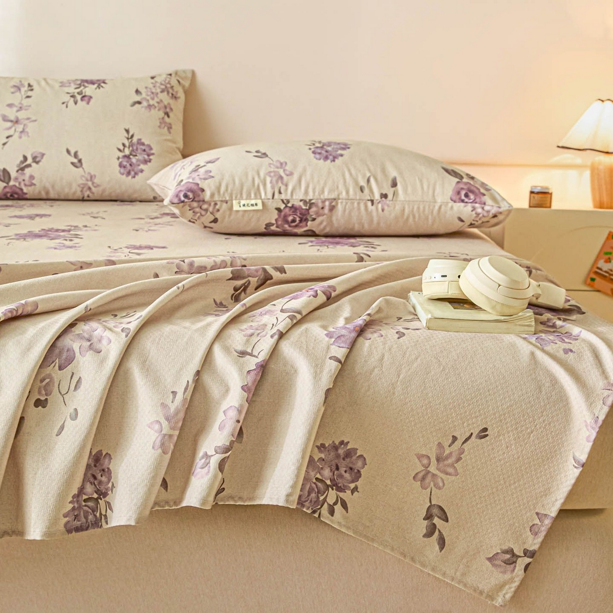 91家纺网 家纺一手货源 找家纺 涵宸家纺 2026新款全棉提花老粗布-单床单 床单-紫色花语