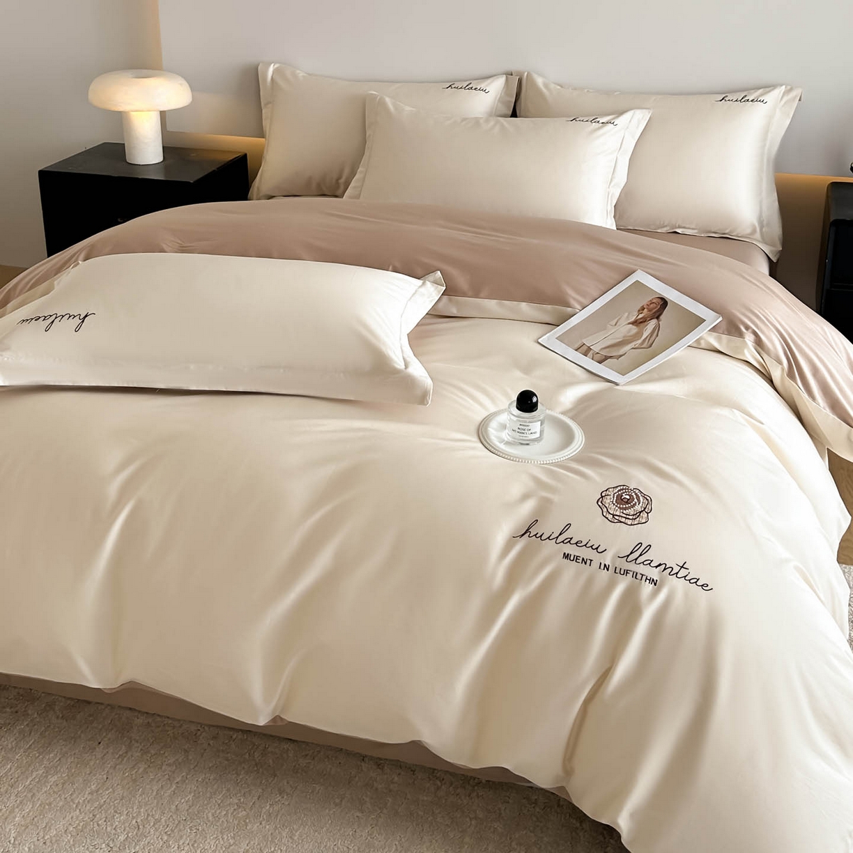 涵宸家纺 2026新款全棉工艺款四件套-西雅图 西雅图-奶白