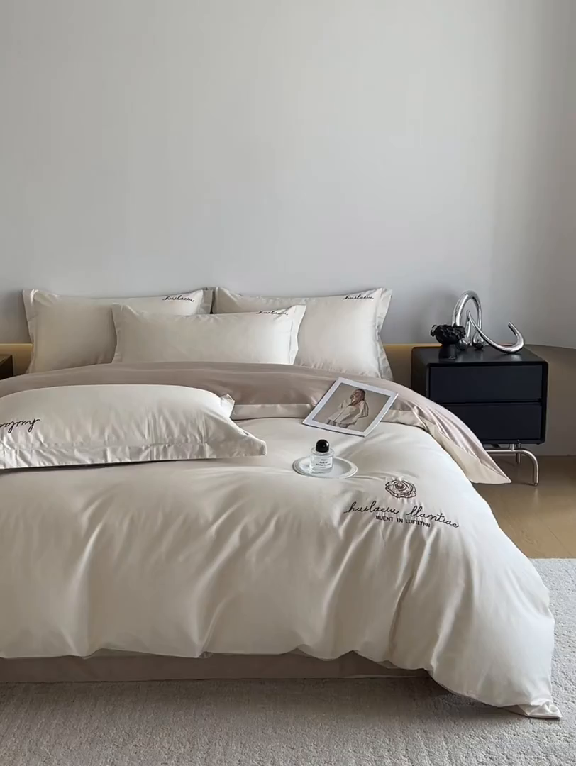91家纺网 家纺一手货源 找家纺 涵宸家纺 2026新款全棉工艺款四件套-西雅图 西雅图-奶白