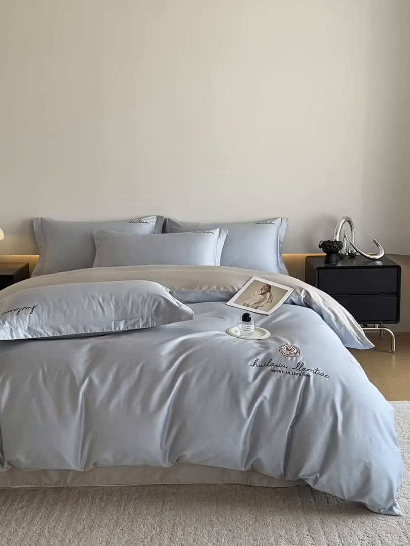 91家纺网 家纺一手货源 找家纺 涵宸家纺 2026新款全棉工艺款四件套-西雅图 西雅图-兰