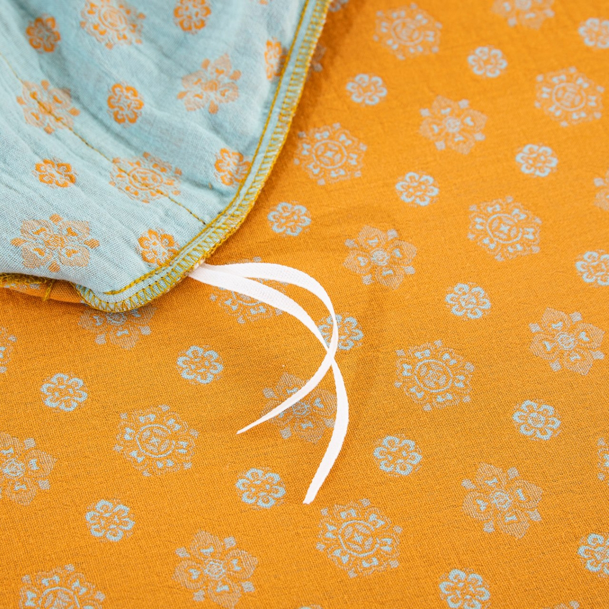 91家纺网 家纺一手货源 找家纺 双层纱家居 2025新款全棉纯棉色织提花四件套-幸福星 幸福星-黄