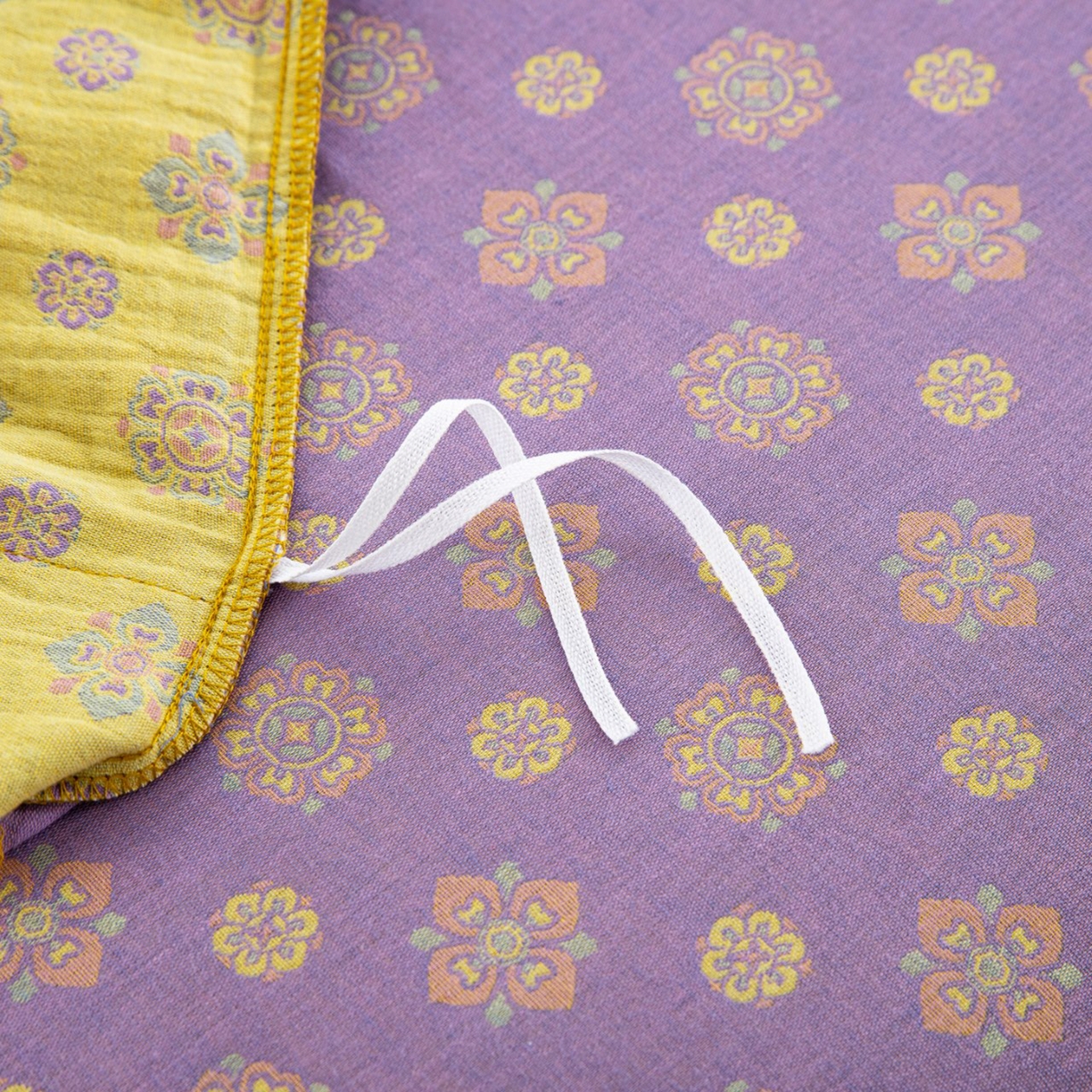 91家纺网 家纺一手货源 找家纺 双层纱家居 2025新款全棉纯棉色织提花四件套-幸福星 幸福星-浅紫