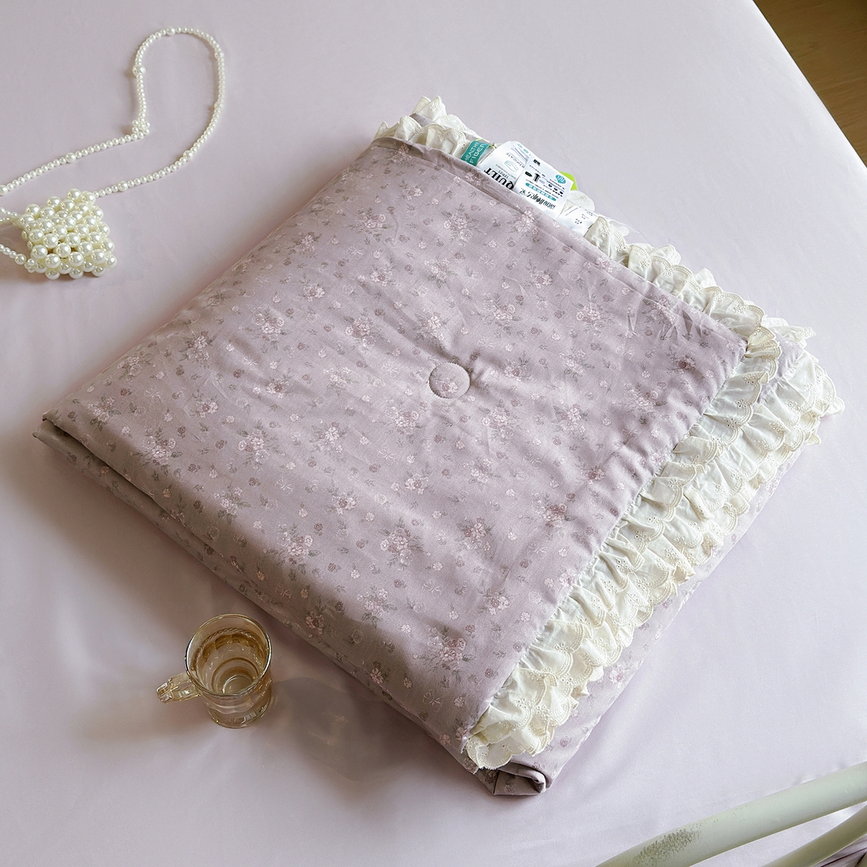 91家纺网 家纺一手货源 找家纺 绫韵家纺 2026新品夏季韩式浪漫小花边空调被夏被薄被子套件系列 紫洋兰