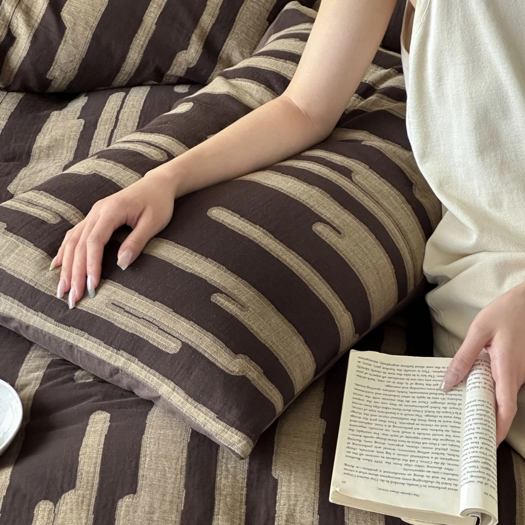 91家纺网 家纺一手货源 找家纺 （总）双层纱家居 2025新款全棉纯棉色织提花双层纱四件套