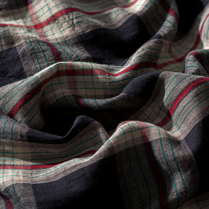 91家纺网 家纺一手货源 找家纺 双层纱家居 2025新款全棉纯棉色织双层纱四件套 墨染珠华