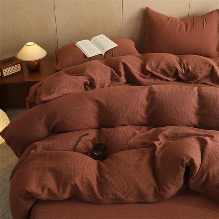 （总）双层纱家居 2025新款千鸟格全棉纯棉色织双层纱四件套