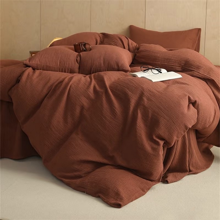 91家纺网 家纺一手货源 找家纺 （总）双层纱家居 2025新款千鸟格全棉纯棉色织双层纱四件套