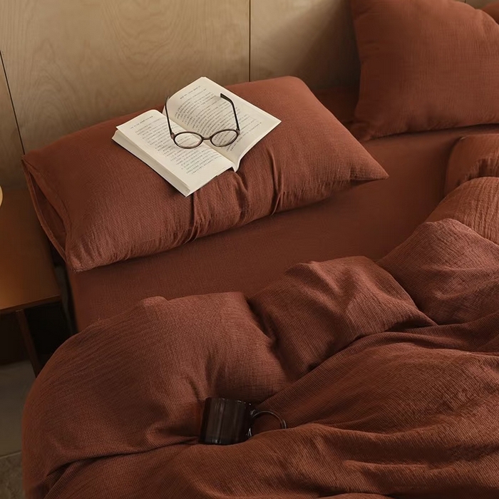 91家纺网 家纺一手货源 找家纺 （总）双层纱家居 2025新款千鸟格全棉纯棉色织双层纱四件套