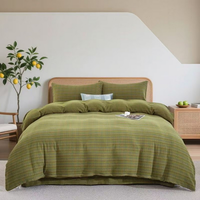 91家纺网 家纺一手货源 找家纺 （总）双层纱家居 2025新款全棉纯棉色织提花双层纱四件套