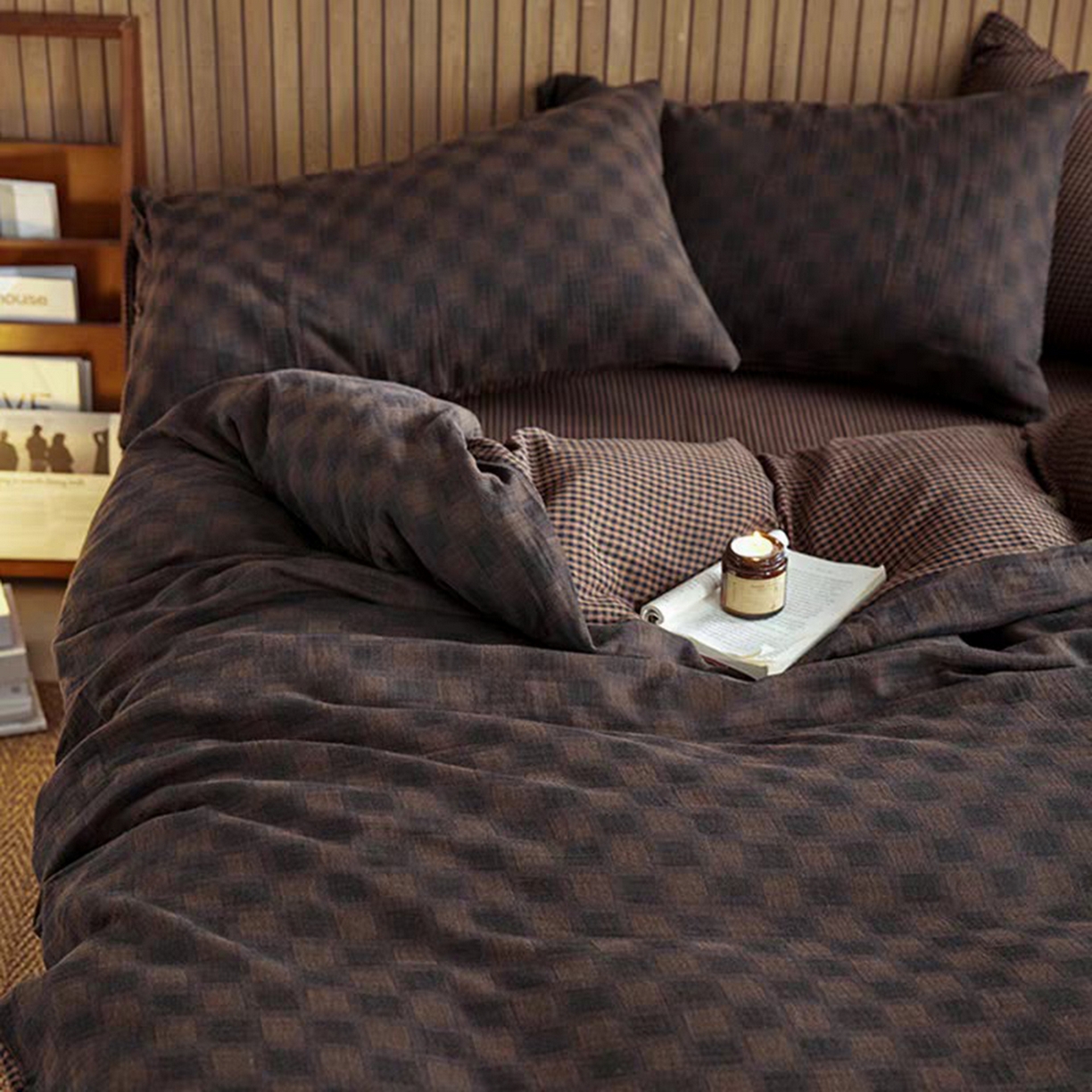 91家纺网 家纺一手货源 找家纺 （总）双层纱家居 2025新款全棉纯棉色织双层纱四件套