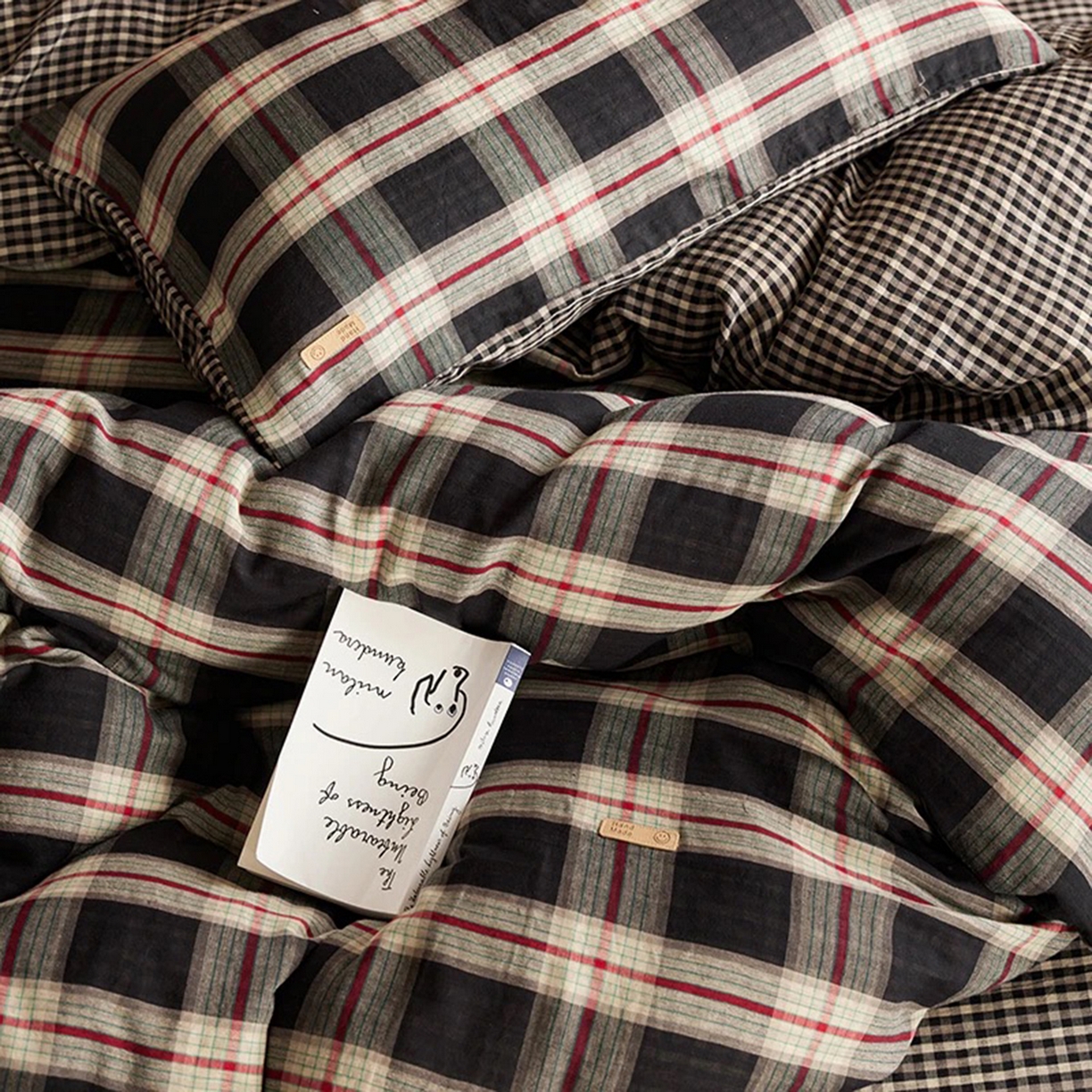 91家纺网 家纺一手货源 找家纺 （总）双层纱家居 2025新款格缦全棉纯棉色织双层纱系列四件套