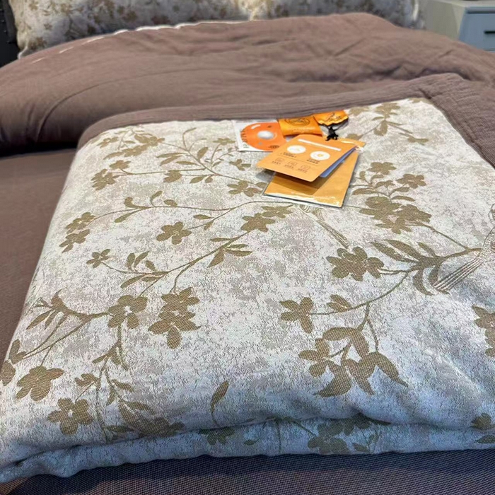 91家纺网 家纺一手货源 找家纺 （总）双层纱家居 2025新款AB版A版棉麻B版全棉色织提花双层纱夏被