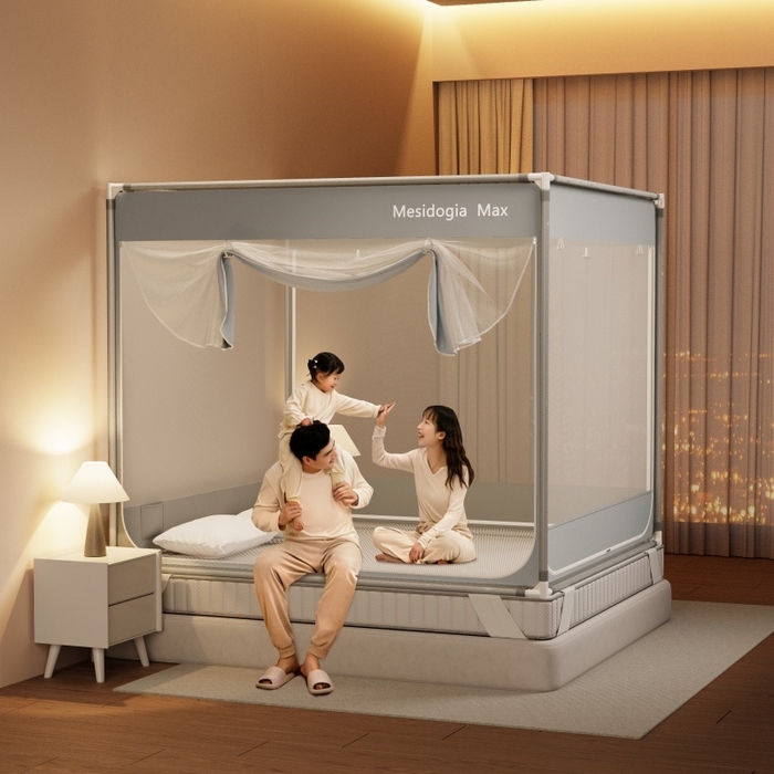 91家纺网 家纺一手货源 找家纺 （总）友承家纺 2026新款方顶坐床蚊帐防摔蚊帐家用卧室免安装儿童婴儿防止掉床罩