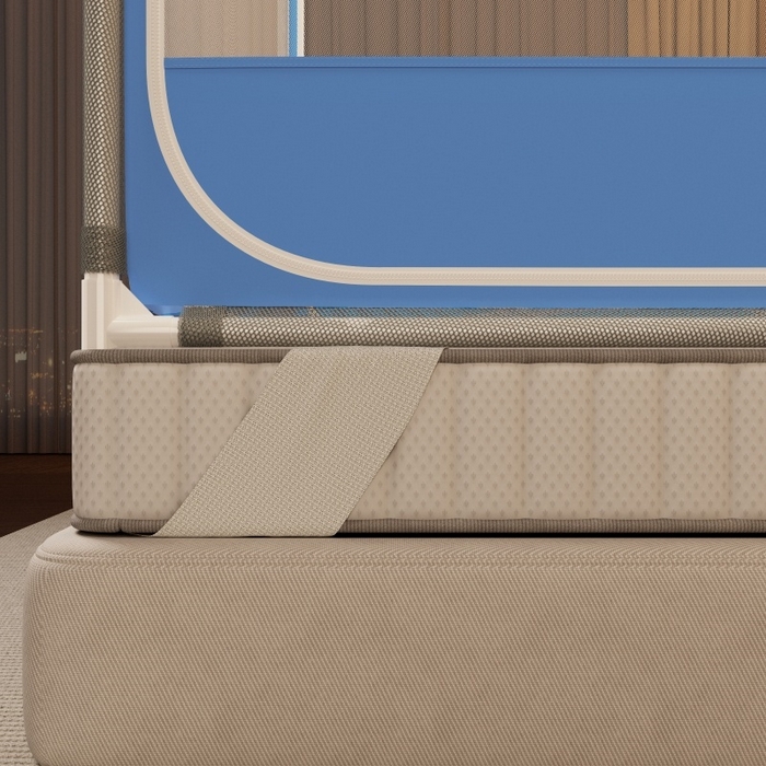 91家纺网 家纺一手货源 找家纺 友承家纺 2026新款方顶坐床蚊帐防摔蚊帐家用卧室免安装儿童婴儿防止掉床罩 蓝色