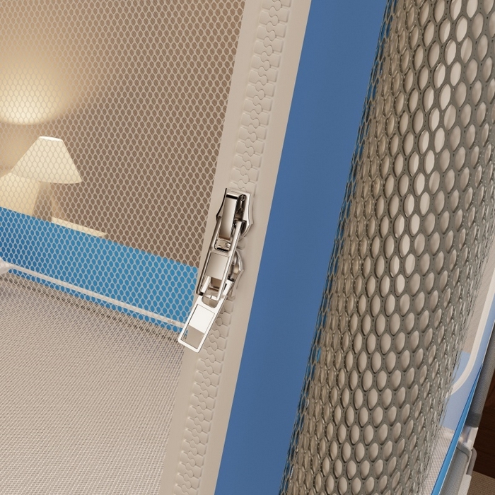 91家纺网 家纺一手货源 找家纺 友承家纺 2026新款方顶坐床蚊帐防摔蚊帐家用卧室免安装儿童婴儿防止掉床罩 蓝色