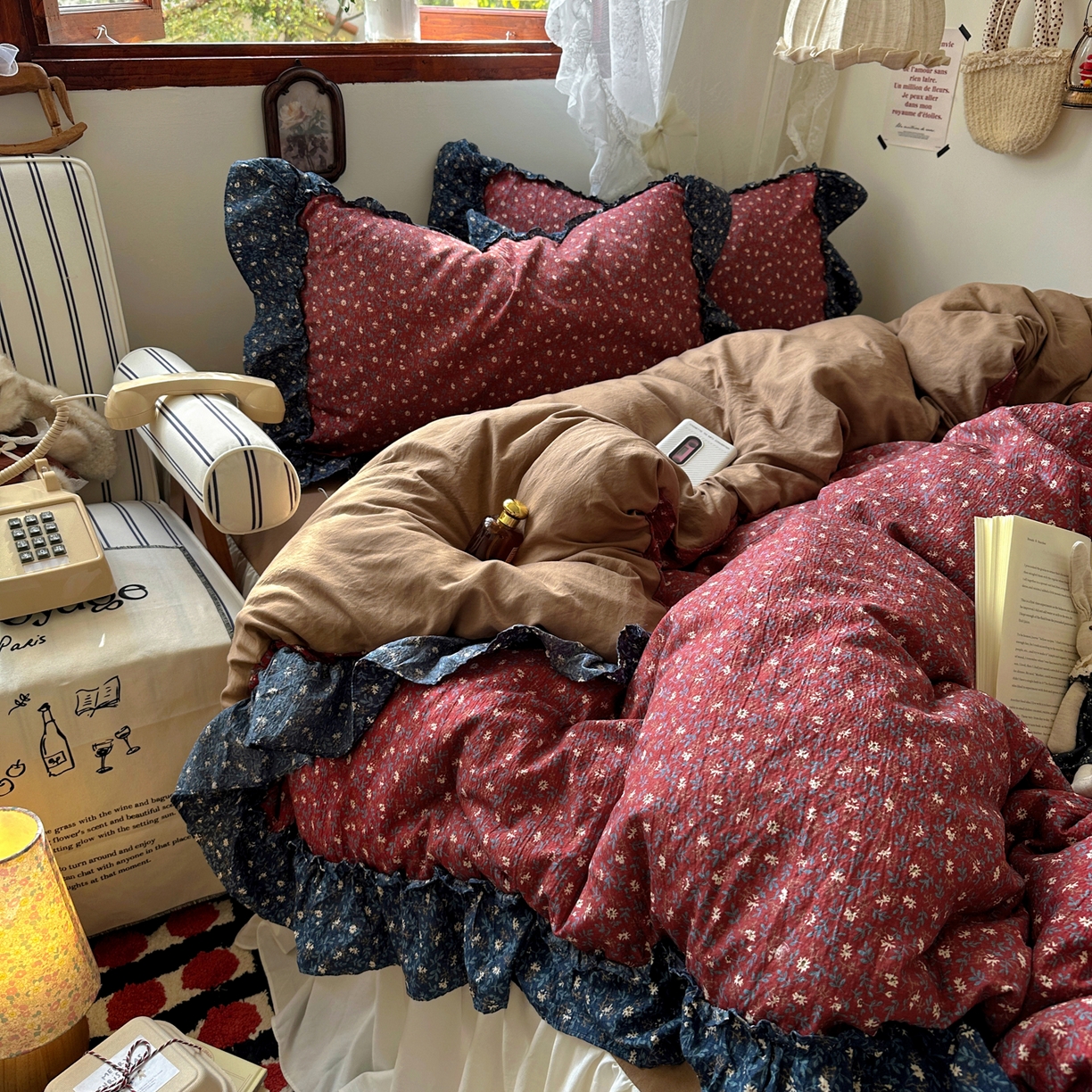 91家纺网 家纺一手货源 找家纺 （总）阿曼达 2026新款印花复古森系小碎花花边款四件套