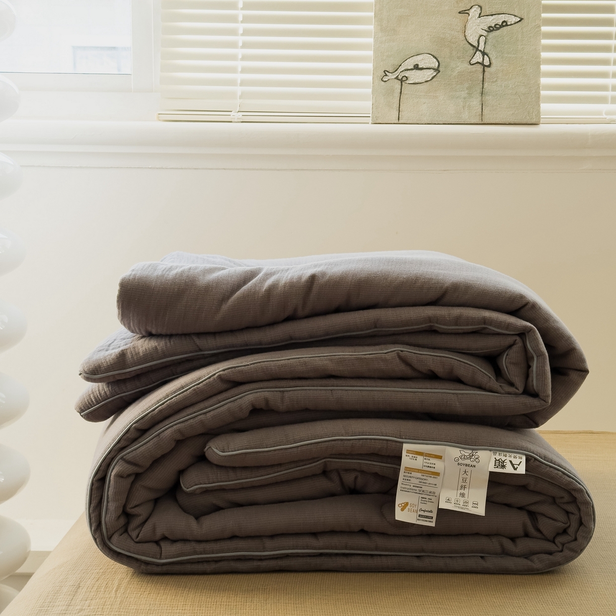 91家纺网 家纺一手货源 找家纺 （总）双层纱家居 2025新款弥山AA版全棉色织提花双层纱春秋被冬被被子被芯