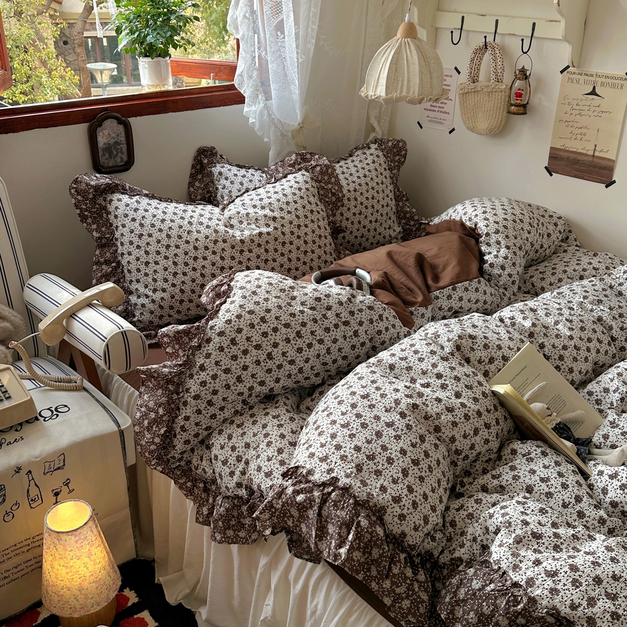 91家纺网 家纺一手货源 找家纺 （总）阿曼达 2026新款印花复古森系小碎花花边款四件套