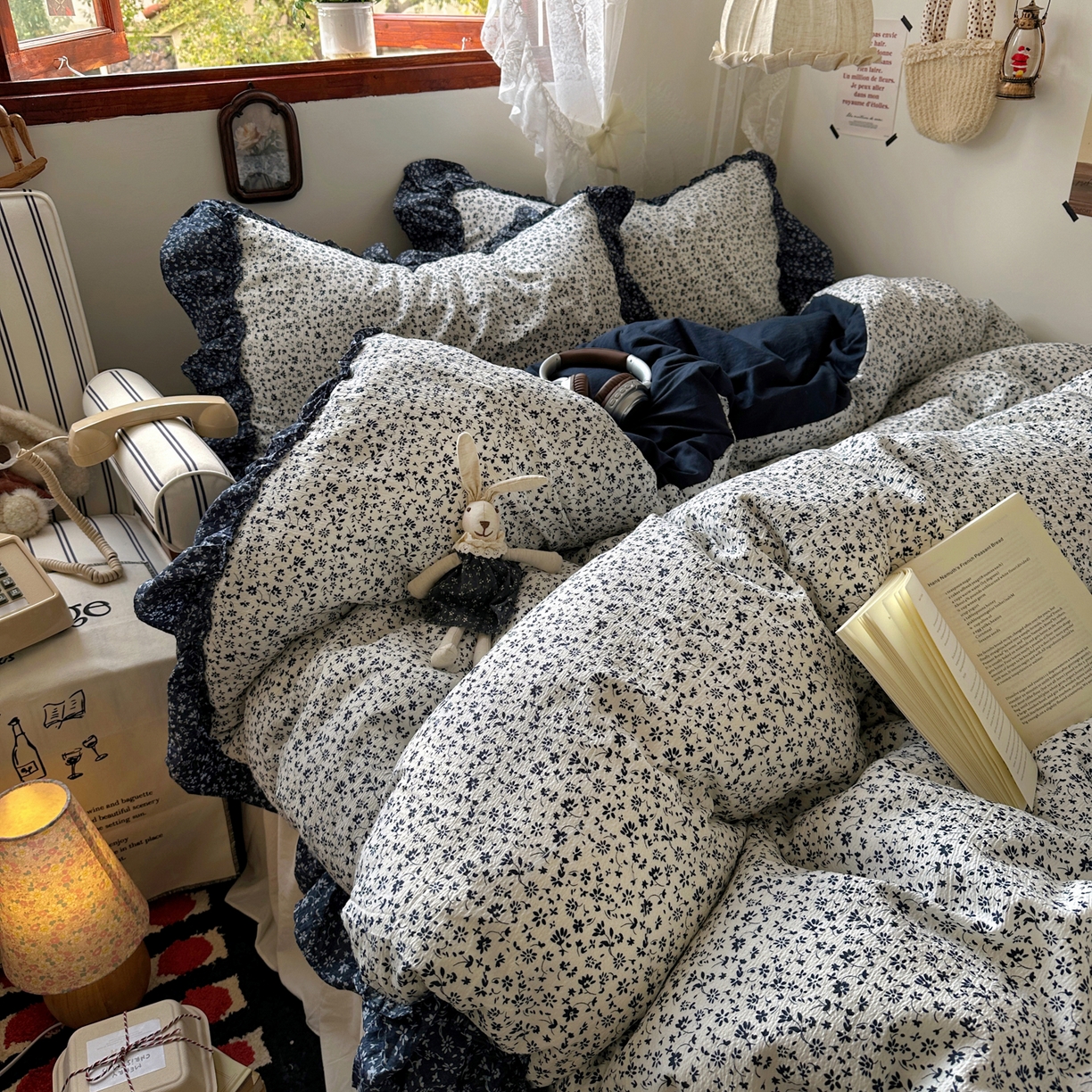 91家纺网 家纺一手货源 找家纺 （总）阿曼达 2026新款印花复古森系小碎花花边款四件套