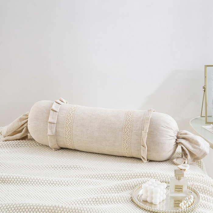 91家纺网 家纺一手货源 找家纺 （总）双层纱家居 2026新款棉麻法式圆柱抱枕