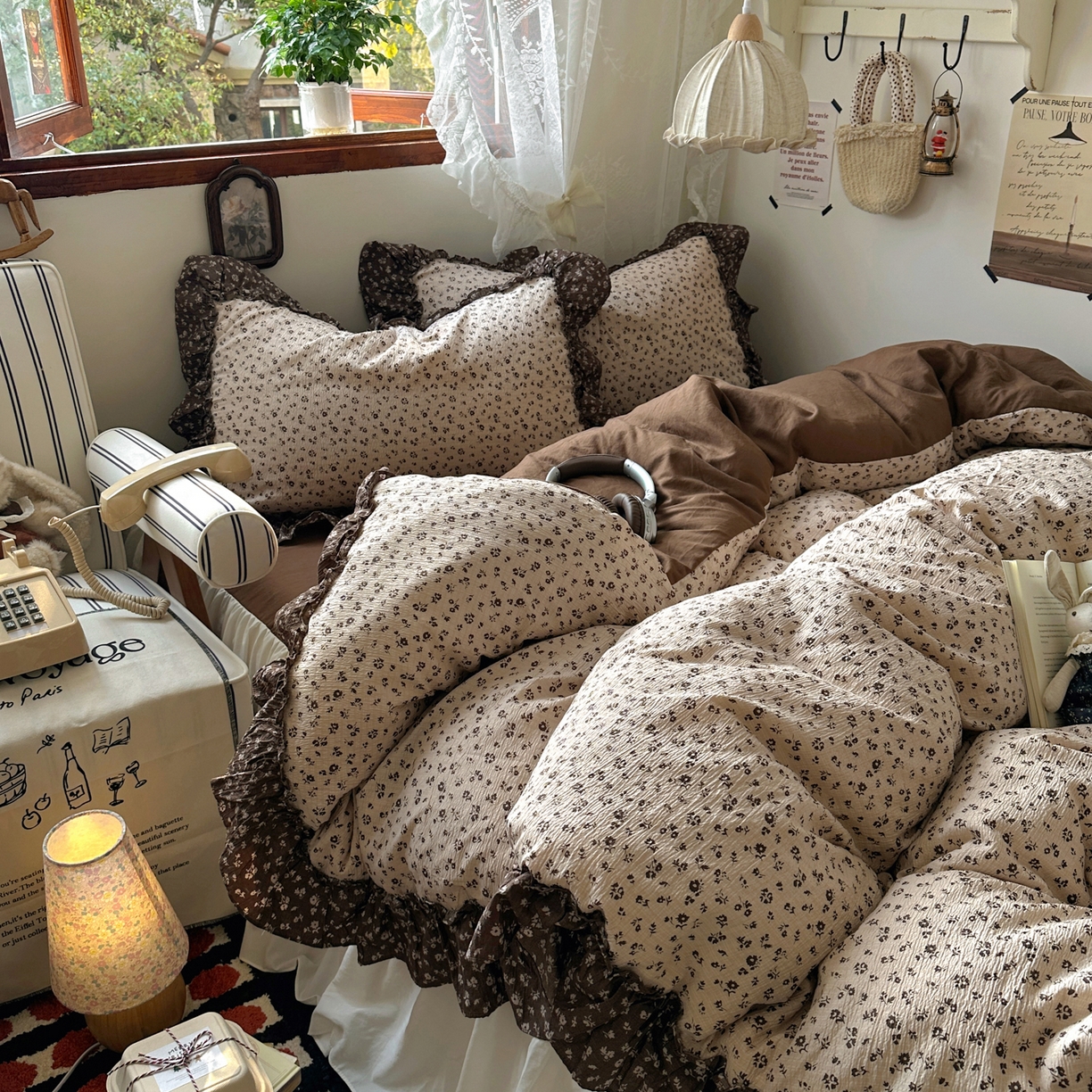 91家纺网 家纺一手货源 找家纺 （总）阿曼达 2026新款印花复古森系小碎花花边款四件套