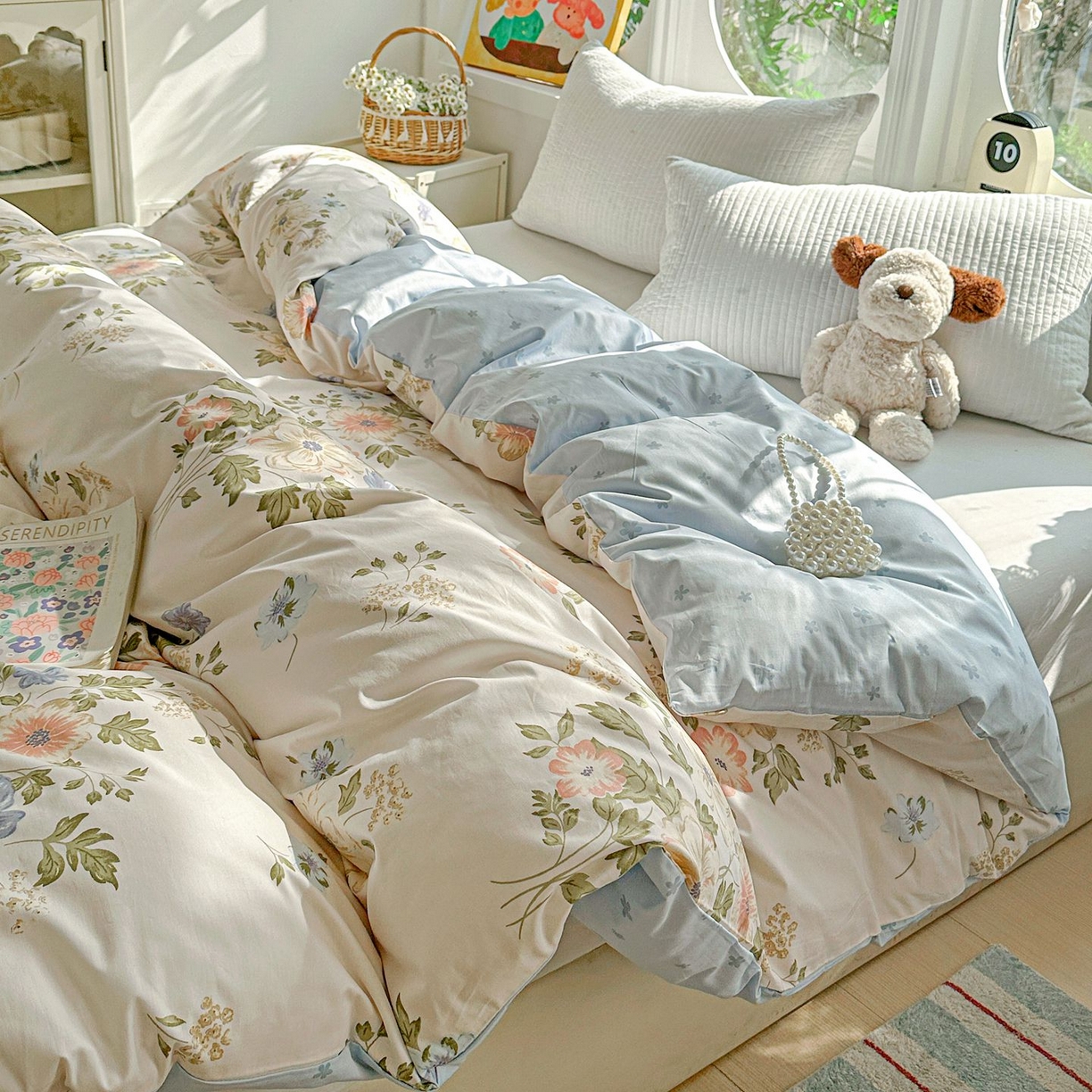 91家纺网 家纺一手货源 找家纺 （总）恩泽家纺 2026新款13372ins全棉印花四件套单品系列-单被套