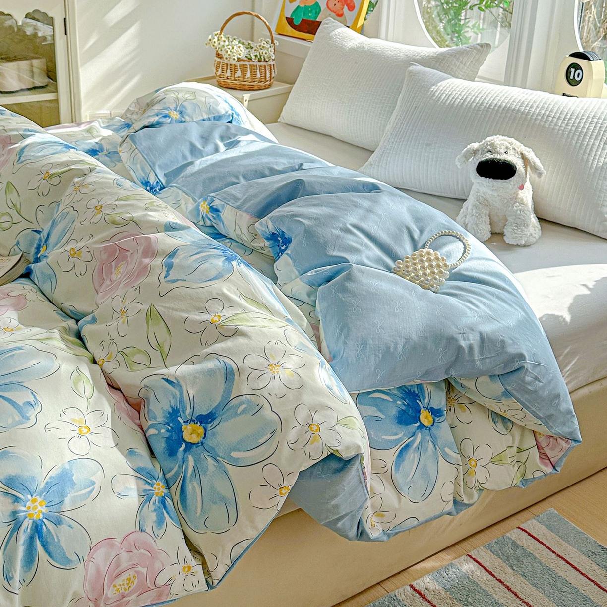 91家纺网 家纺一手货源 找家纺 恩泽家纺 2026新款13372ins全棉印花四件套单品系列-单被套 花影间