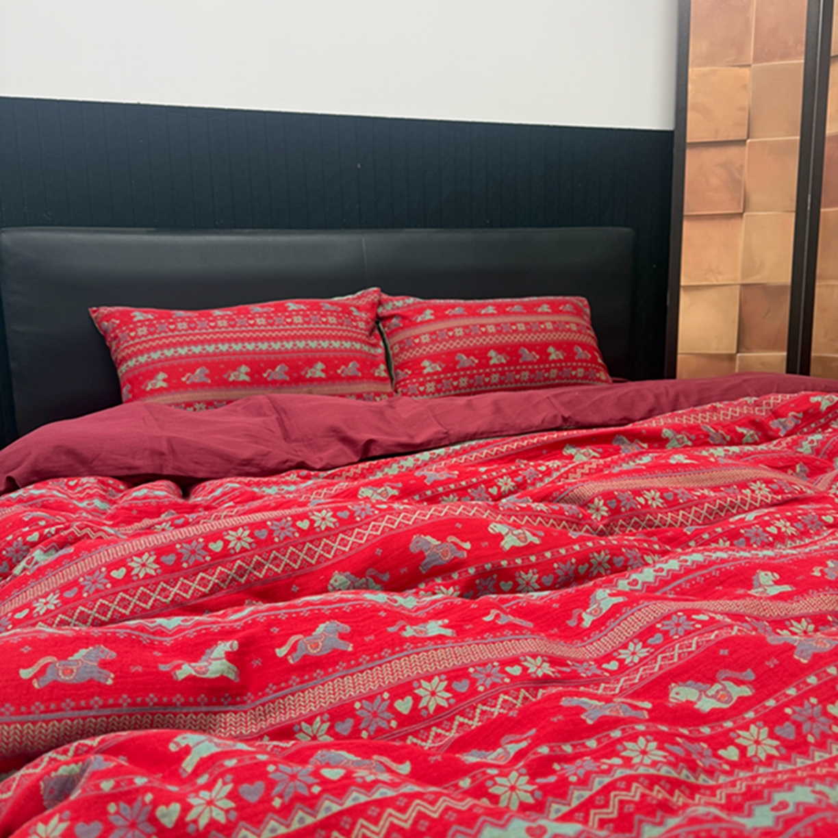 91家纺网 家纺一手货源 找家纺 （总）双层纱家居 2026新款快乐小马全棉纯棉色织提花四件套