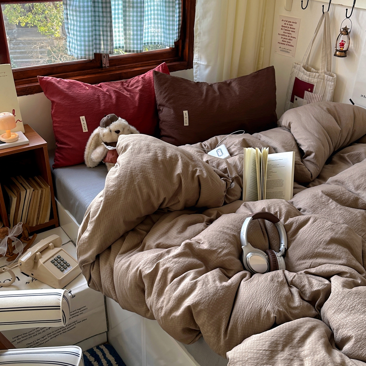 91家纺网 家纺一手货源 找家纺 （总）阿曼达 2026新款水洗全工艺印染纯色混搭风莫兰迪色系四件套