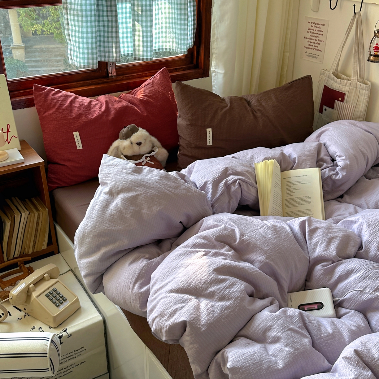 91家纺网 家纺一手货源 找家纺 （总）阿曼达 2026新款水洗全工艺印染纯色混搭风莫兰迪色系四件套