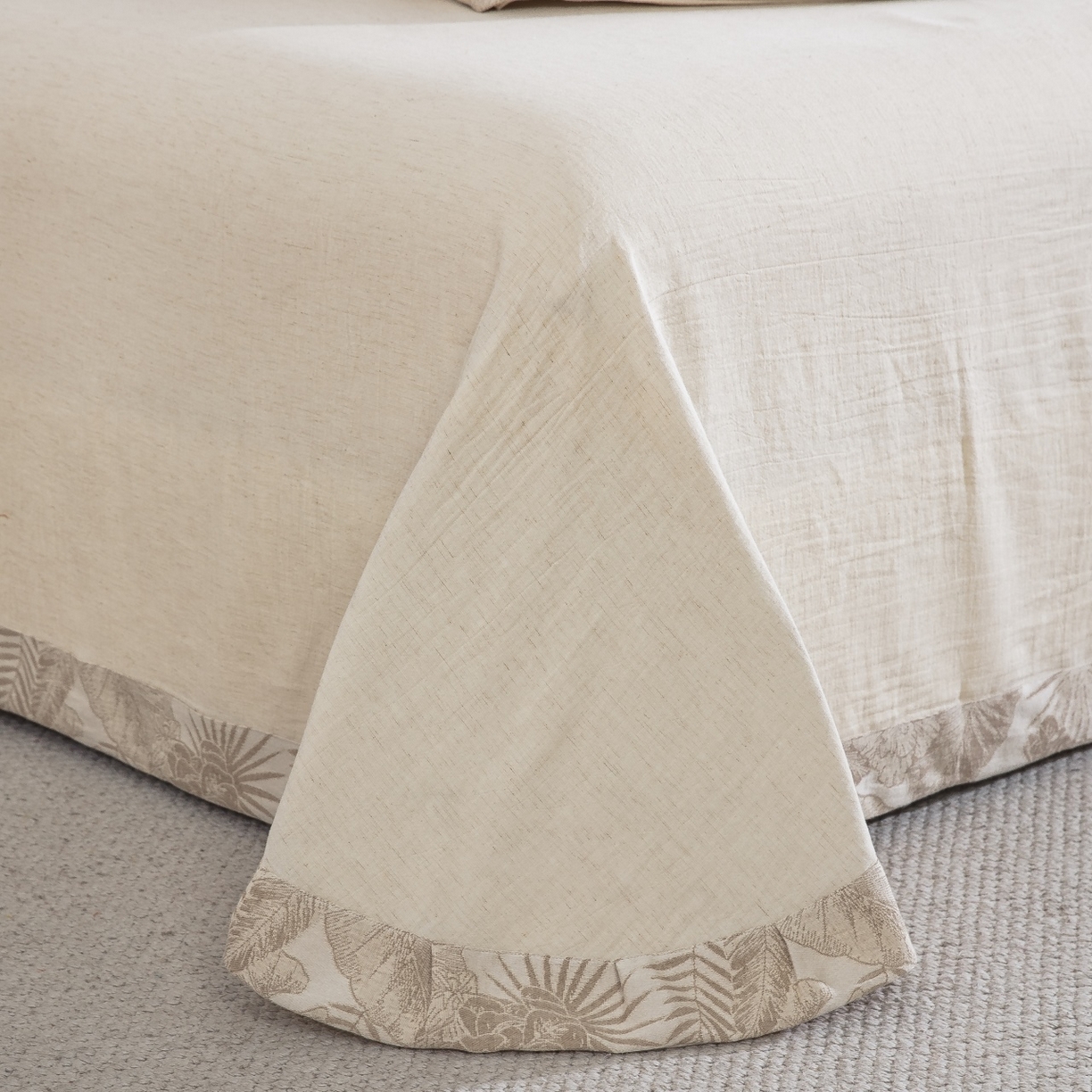 91家纺网 家纺一手货源 找家纺 （总）双层纱家居 2026新款叶间诗棉麻色织大提花纽扣款四件套