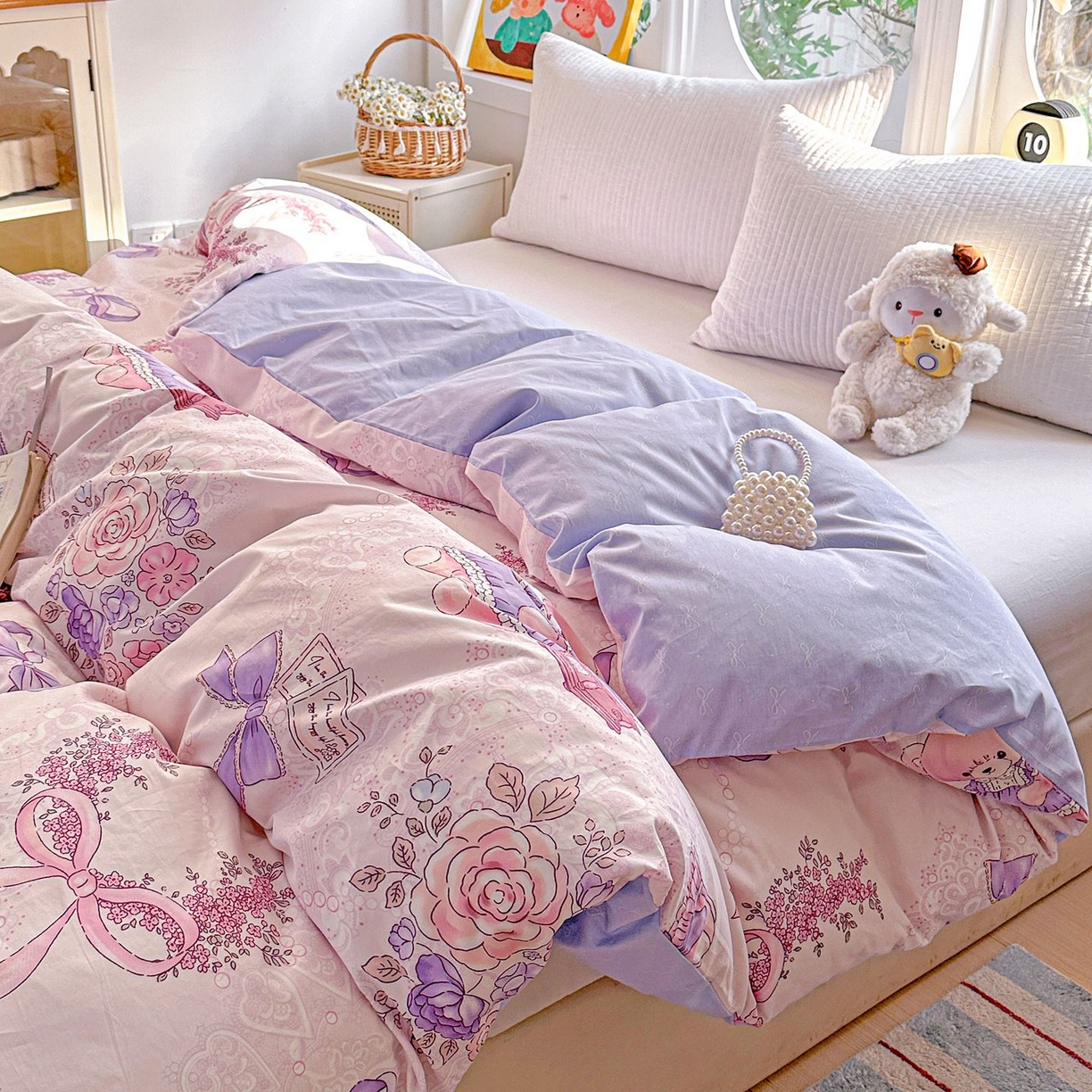 91家纺网 家纺一手货源 找家纺 恩泽家纺 2026新款13372ins全棉印花四件套单品系列-单被套 满香庭