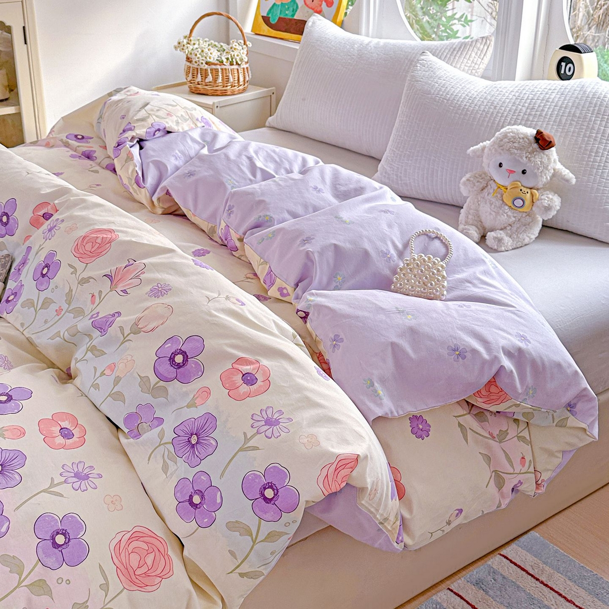 91家纺网 家纺一手货源 找家纺 恩泽家纺 2026新款13372ins全棉印花四件套单品系列-单被套 樱雪