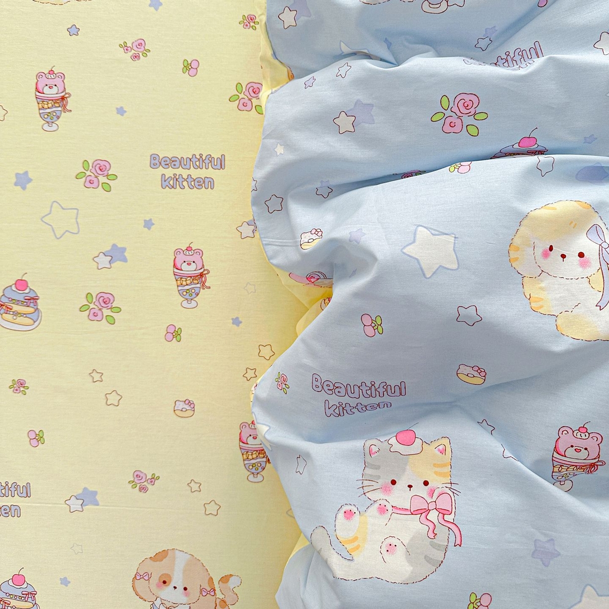 91家纺网 家纺一手货源 找家纺 恩泽家纺 2026新款13372ins全棉印花四件套单品系列-单被套 爱的陪伴