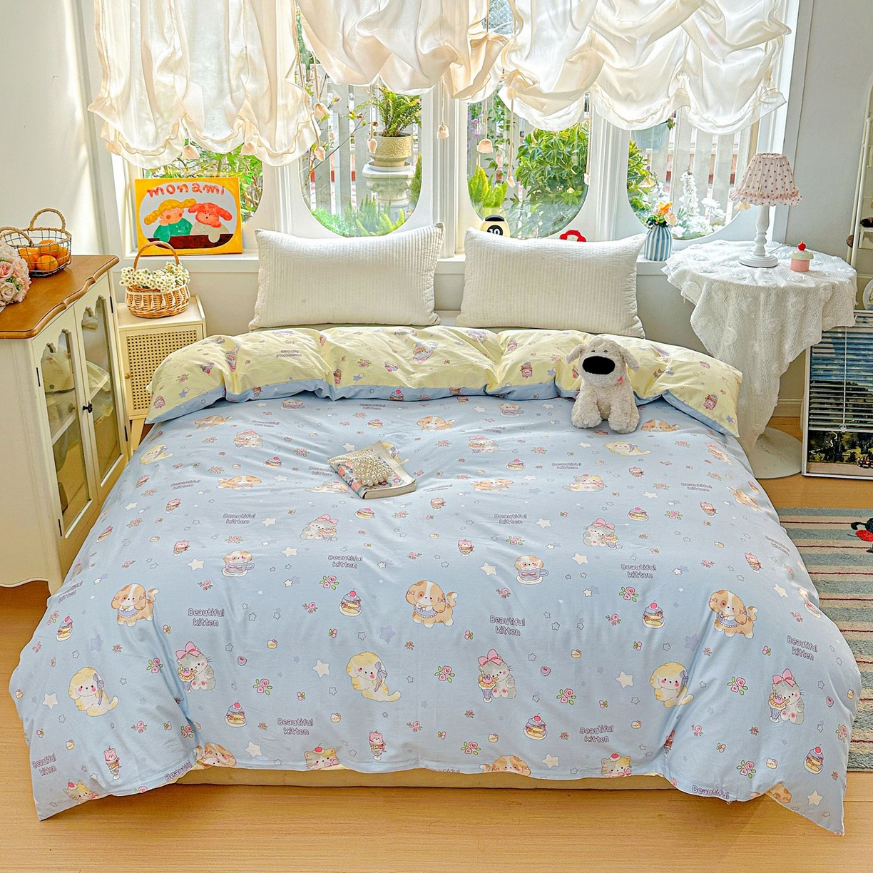 91家纺网 家纺一手货源 找家纺 恩泽家纺 2026新款13372ins全棉印花四件套单品系列-单被套 爱的陪伴