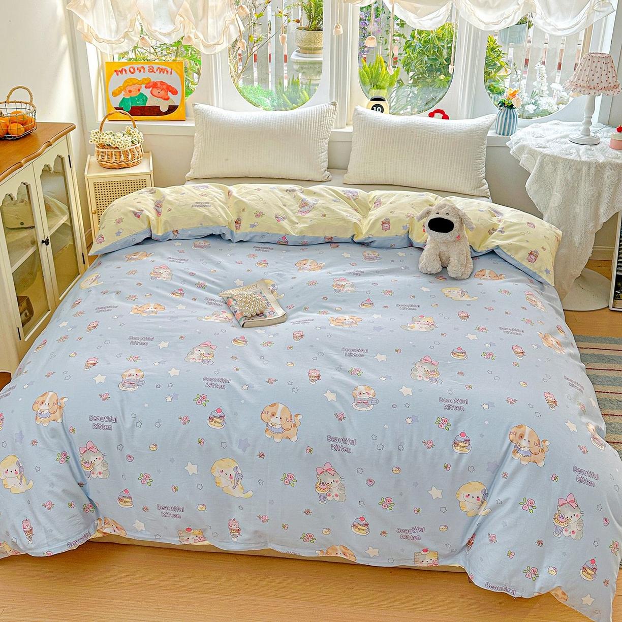 91家纺网 家纺一手货源 找家纺 恩泽家纺 2026新款13372ins全棉印花四件套单品系列-单被套 爱的陪伴