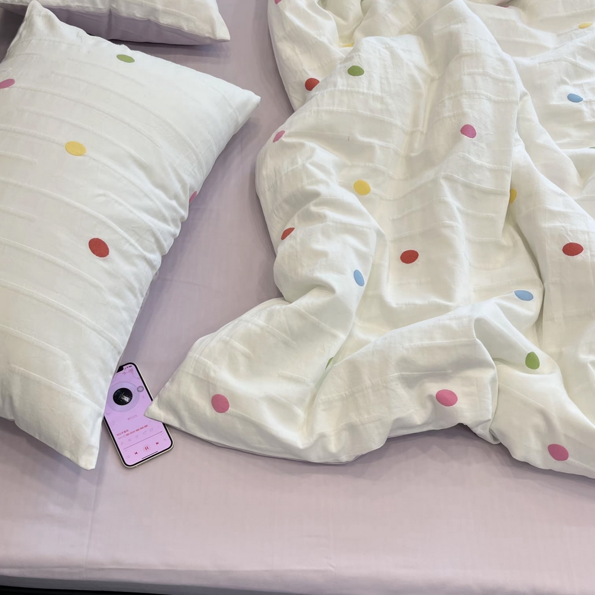 91家纺网 家纺一手货源 找家纺 （总）双层纱家居 2026新款甜甜圈全纯棉色织提花剪花四件套