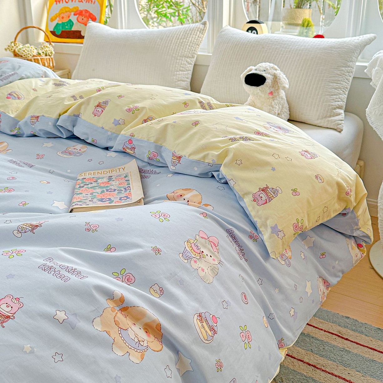 91家纺网 家纺一手货源 找家纺 恩泽家纺 2026新款13372ins全棉印花四件套单品系列-单被套 爱的陪伴