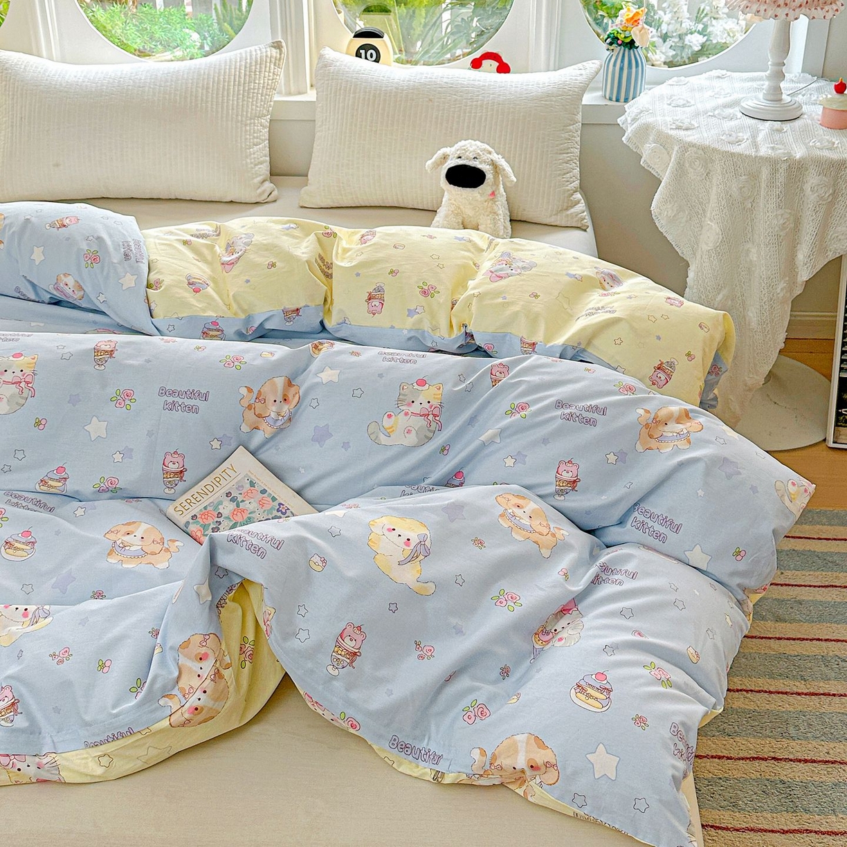 91家纺网 家纺一手货源 找家纺 恩泽家纺 2026新款13372ins全棉印花四件套单品系列-单被套 爱的陪伴