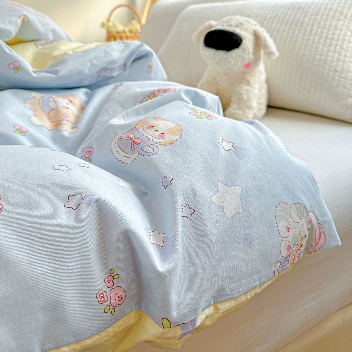 91家纺网 家纺一手货源 找家纺 恩泽家纺 2026新款13372ins全棉印花四件套单品系列-单被套 爱的陪伴