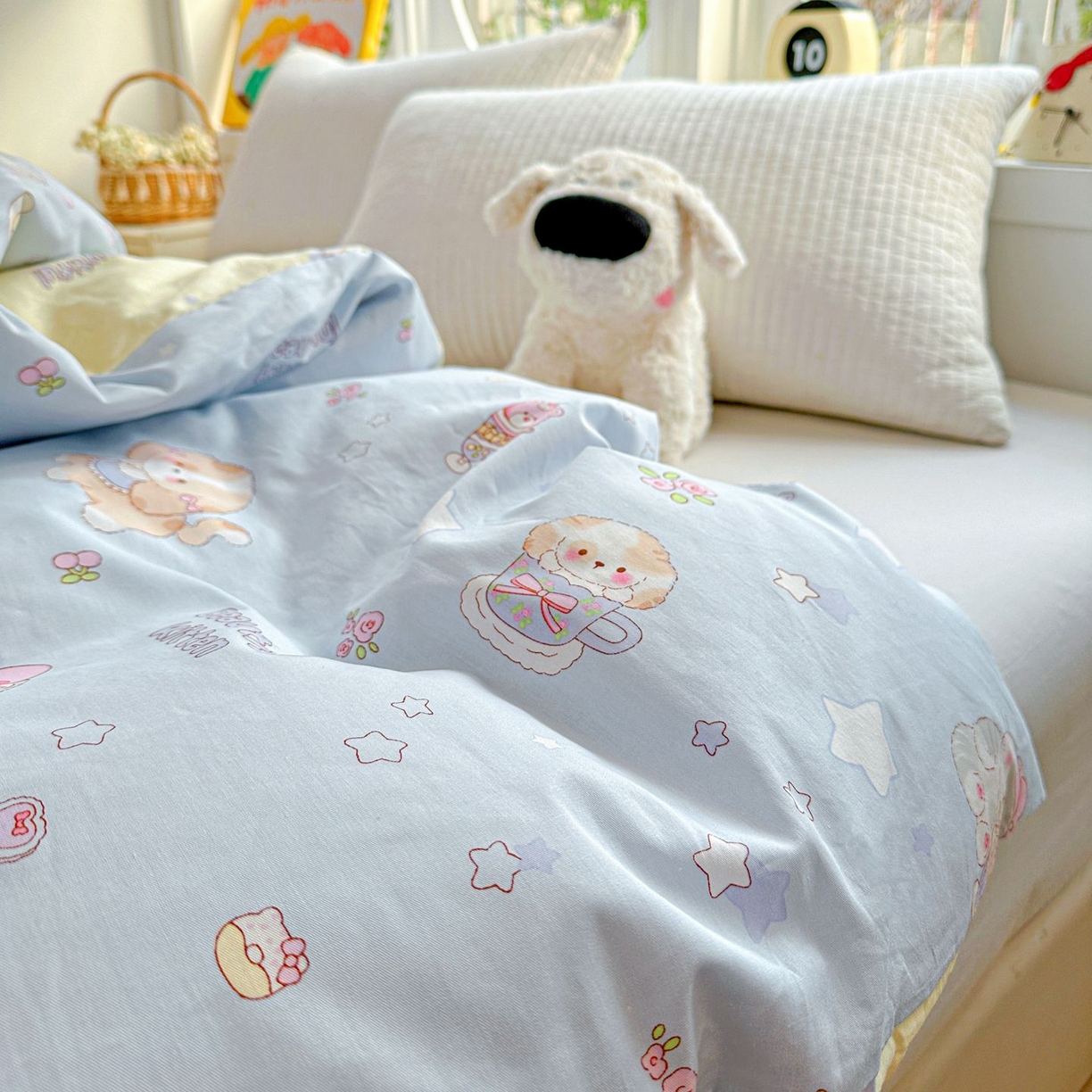 91家纺网 家纺一手货源 找家纺 恩泽家纺 2026新款13372ins全棉印花四件套单品系列-单被套 爱的陪伴