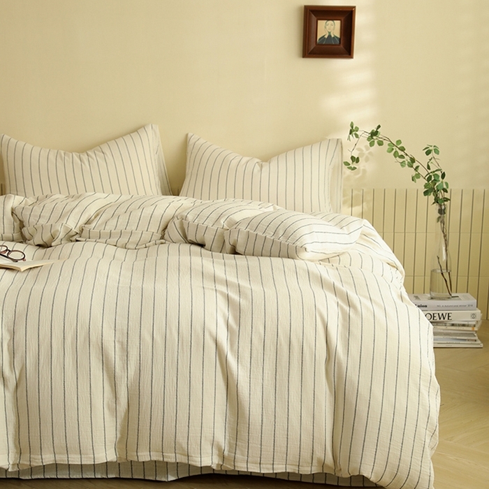 91家纺网 家纺一手货源 找家纺 （总）双层纱家居 2026新款青春律动全棉纯棉色织双层纱四件套