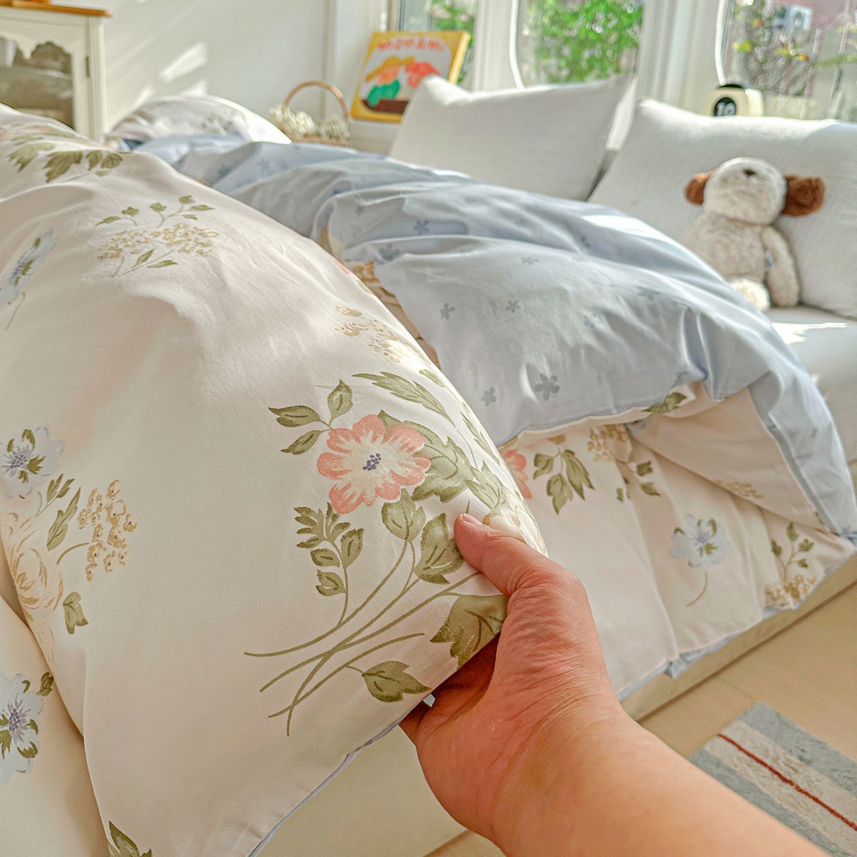 91家纺网 家纺一手货源 找家纺 恩泽家纺 2026新款13372ins全棉印花四件套单品系列-单被套 百花缘